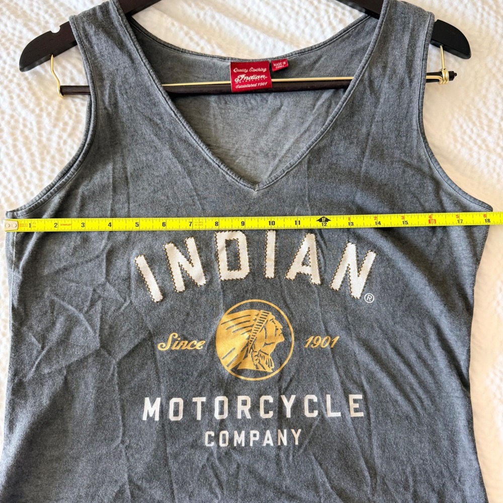 Indian Motorcycle Company Womens V-Neck Graphic Tank Top Charcoal Gray Medium - Picture 3 of 5